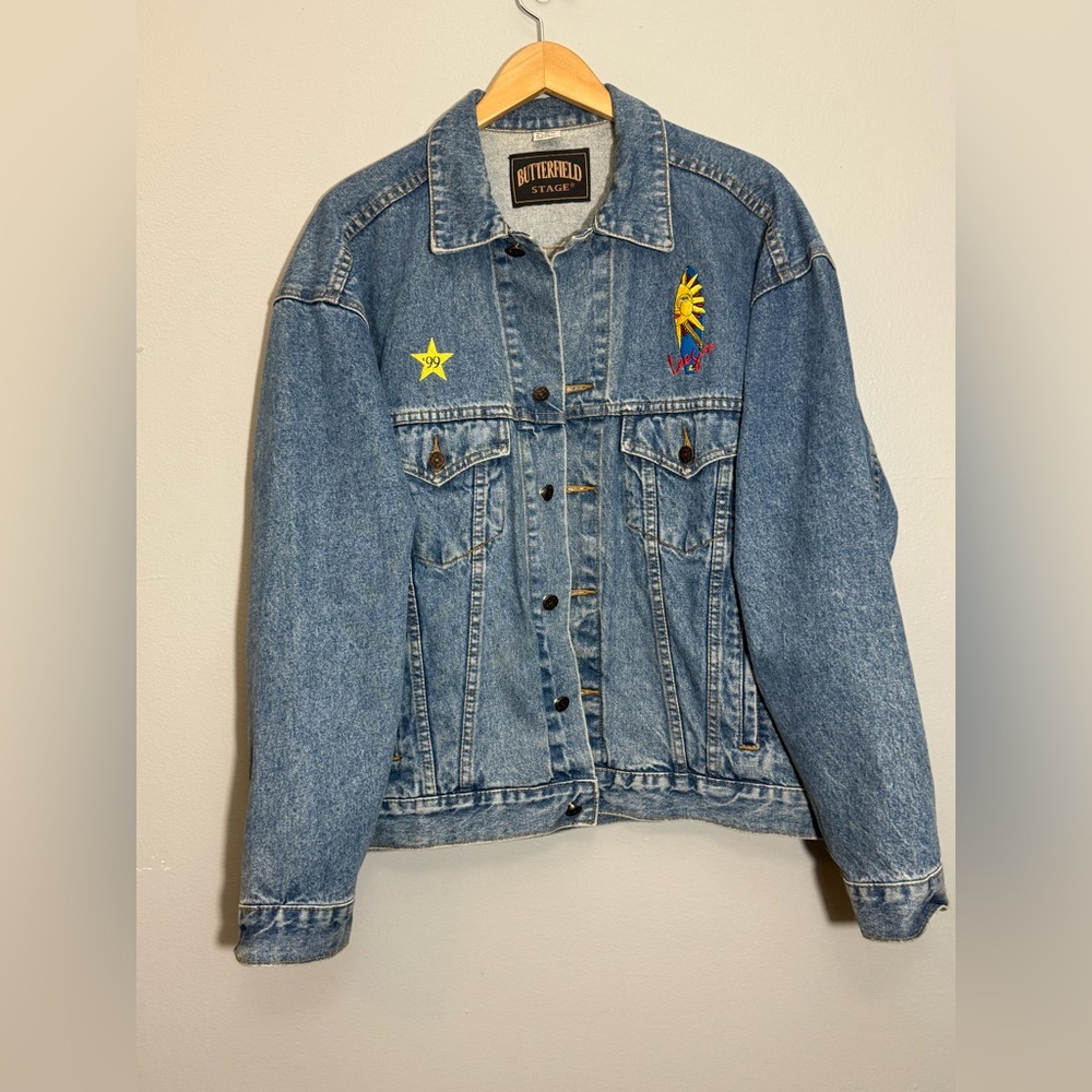 Vintage Embroidered Surf Denim Jacket | Large